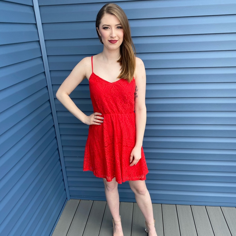 Red lace dress